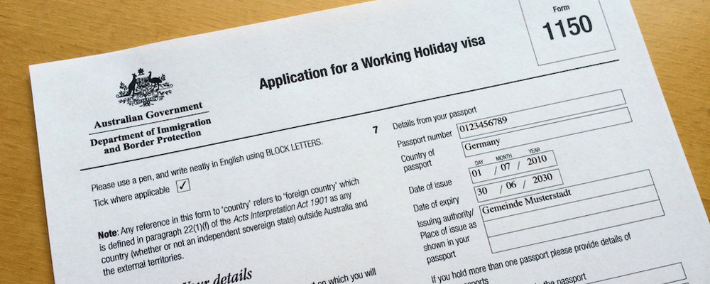 Working Holiday visa application form